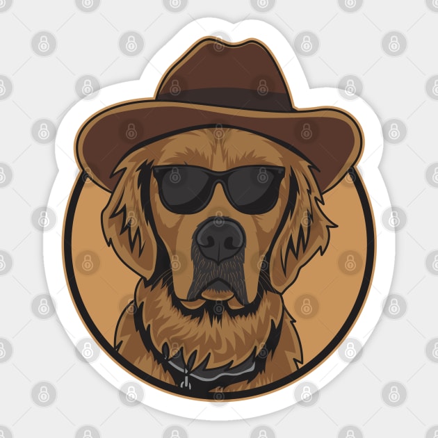 Brown Golden Retriever Wearing A Cowboy Hat And Glasses Sticker by Dogiviate